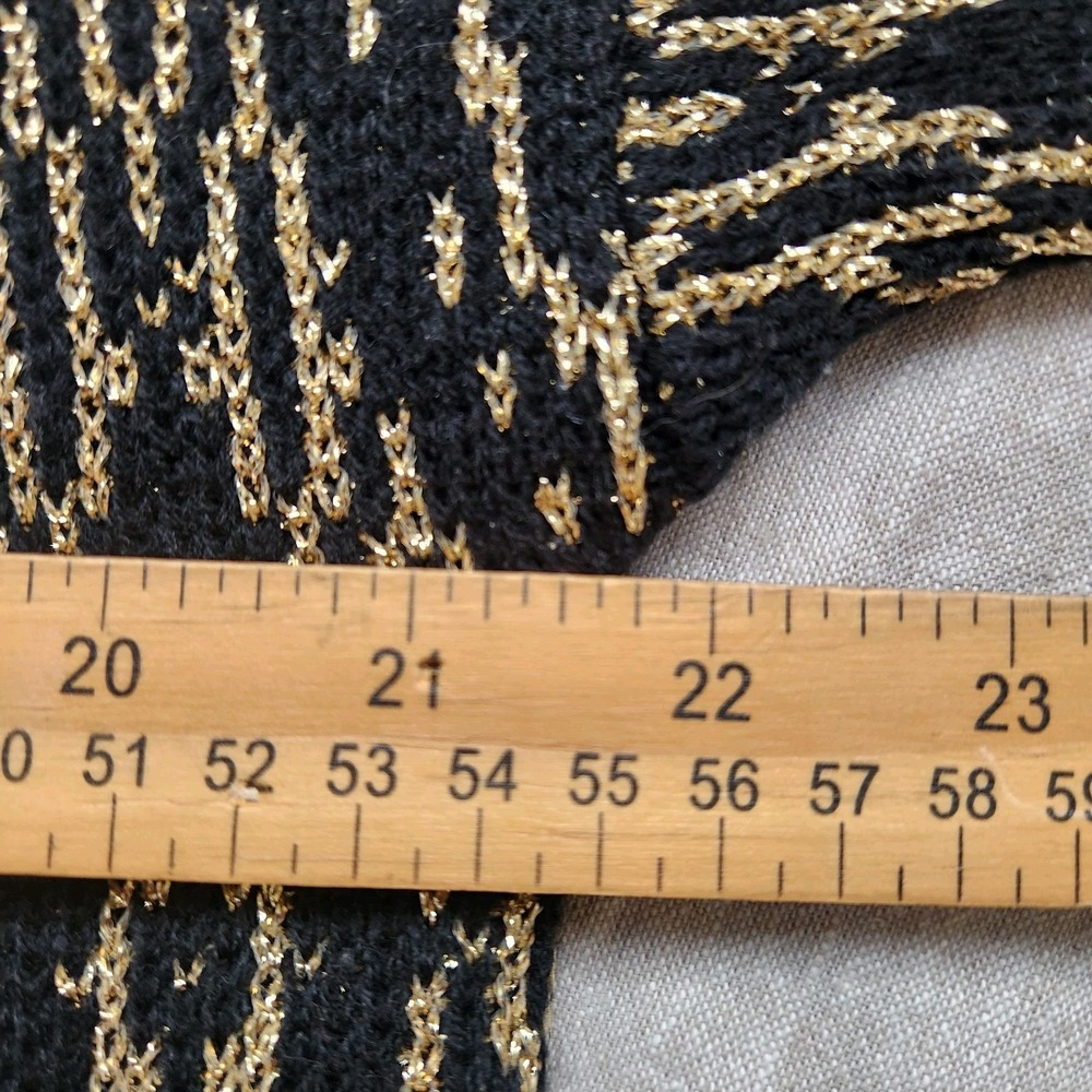 Vintage Black Gold Metallic Sweater Sheridan Square Size M Oversized 80s 90s - Picture 6 of 7
